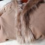 Boohoo  Camel Faux Fur Cape, Sleeves  With Hood   S. 14-16. Image 4