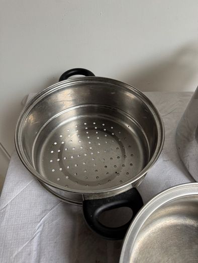 Pasta soup and veg cooking pots large and small inox