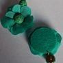 Chunky Raffia Green Fabric Flower Statement Earrings Image 6