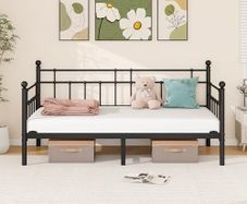 Metal Single Daybed Frame 3ft Sofa Bed Frame,Black