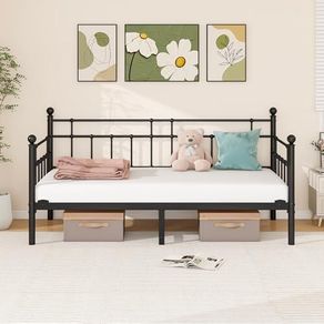 Metal Single Daybed Frame 3ft Sofa Bed Frame,Black