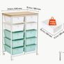 Rolling Cart with Drawers, Double Row 10 Drawer Storage Organizer, Mobile Utility Cart, Wood Top, Steel Frame Image 6