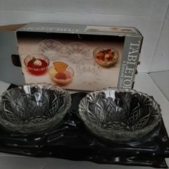 vintage new 6 glass sundae dishes in original box