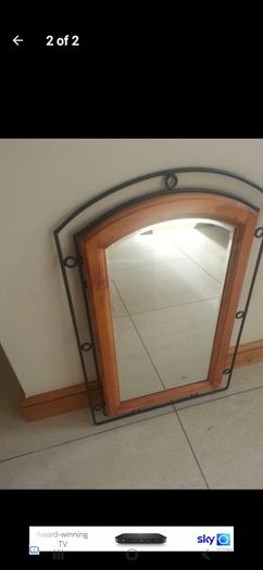 3 piece Wood and Iron Set Shelves Table Mirror