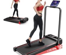 Walking Pad with Handle Bar 3 Level Incline, 300 Lbs Walking Pad Foldable for Home Office, Under Desk Treadmill with LED Display Remote Control APP