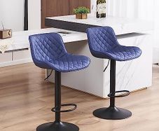 Bar Stools Set of 2, Adjustable Height, PU Leather Padded Swivel Stools with Backrest, Gas Lift for Kitchen Island, Counter, Purple