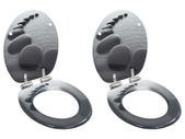 WC Toilet Seats 2 pcs with Soft Close Lids MDF Stones Design