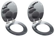 WC Toilet Seats 2 pcs with Soft Close Lids MDF Stones Design