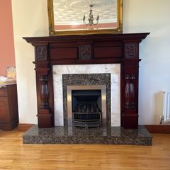 Solid Timber Fireplace with Granite Base & Gas Fire