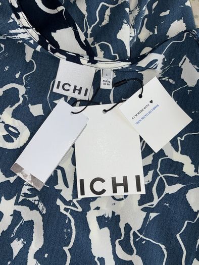 Brand-new Ladies Navy & White Knee Length Dress from ICHI With Pockets & Elastic waist