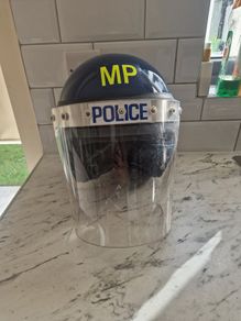 Original British Riot Control Helmet With Visor Ii Gat Blue