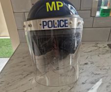 Original British Riot Control Helmet With Visor Ii Gat Blue
