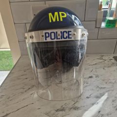 Original British Riot Control Helmet With Visor Ii Gat Blue