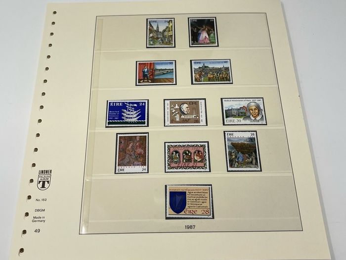 1972-91 Ireland Mint Never Hinged Stamp Collection in Lindner Album. Contained on 56 Lindner Album Pages. 58 Images.