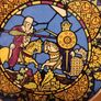 Circular Stained Glass Style Plate with Knight Jousting Design Image 5