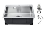 68cm Kitchen Sink Workstation, 304 Stainless Steel Top Mount Sinks, Drop-In Single Bowl Farmhouse Basin with Accessories