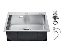 68cm Kitchen Sink Workstation, 304 Stainless Steel Top Mount Sinks, Drop-In Single Bowl Farmhouse Basin with Accessories
