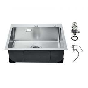 68cm Kitchen Sink Workstation, 304 Stainless Steel Top Mount Sinks, Drop-In Single Bowl Farmhouse Basin with Accessories