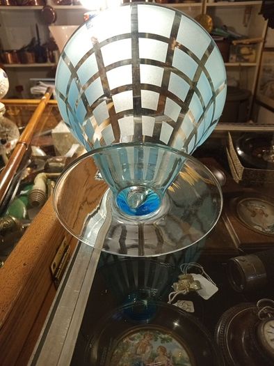 Deco glass  8"high. Call to Castlelodge Antiques West Square Macroom Co.Cork P12 T854  We are open Thursday, Friday and Saturday other times by appointment