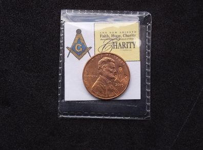 United States : 2015 Lincoln Cent with Masonic Stamp