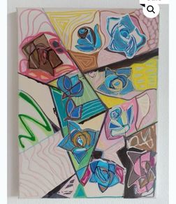 Original Abstract Painting  inspired by a box of Cadbury Roses Chocolate