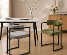 Set of 2 Modern Dining Chairs Metal Frame Velvet