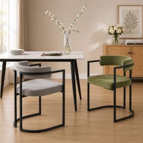 Set of 2 Modern Dining Chairs Metal Frame Velvet