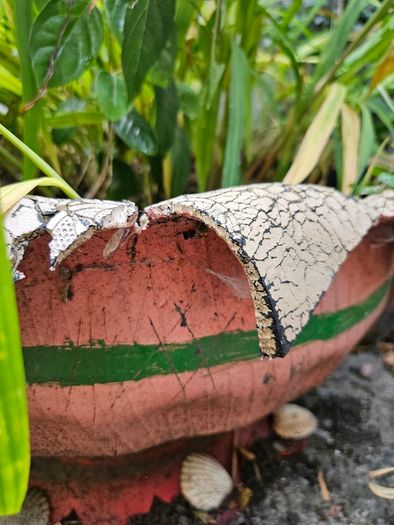 Large handmade planter with plants