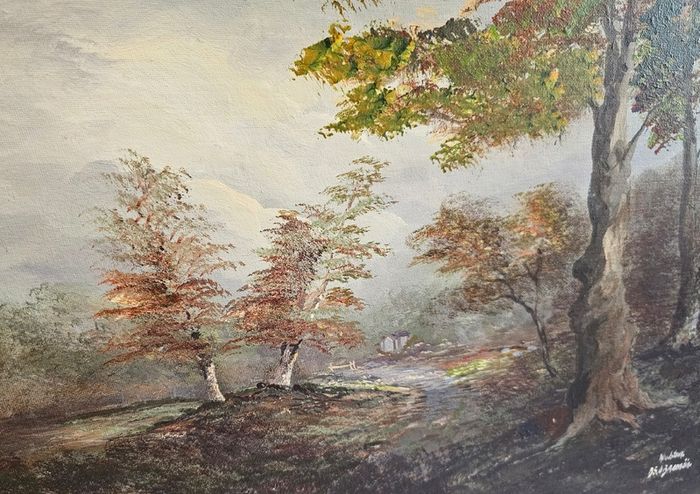 Danny Brennan,Beautiful Original Irish Landscape Painting in Frame  "On the Bank at Woodstown, Co. Waterford"