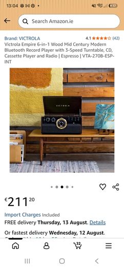 Victrola Empire 6-in-1 Record Player - Vinyl, CD, Cassette, Bluetooth + Original Box
