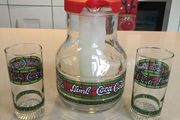 Coca Cola Glass Tiffany style Jug set RARE