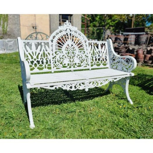 Bench Cast Iron Crown White CH 722 W