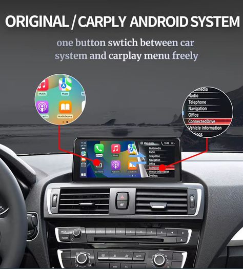 Car Radio Wireless CarPlay Android Auto Touch Screen For BMW 3 4 Series F30 F31 F32 F33 F34 F36 NBT EVO System with MirrorLink BT GPS Function Multimedia Display