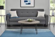 Owen Retro Round Coffee Table Distressed Grey Oak - 3615307comuk