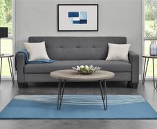 Owen Retro Round Coffee Table Distressed Grey Oak - 3615307comuk