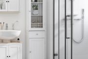 Bathroom Storage Cabinet with 3-tier Shelf Drawer Door, Floor Cabinet Free Standing Tall Slim Side Organizer Shelves, White