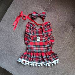 Small dog/cat dress and a bow, size XS