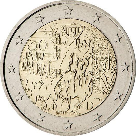Germany 2 Euro Commemorative Coin 2019 - 30 Years of Fall of the Berlin Wall. All 5 mints available (ADFGJ). Uncirculated.