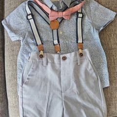 Next boys short/shirt/braces & dicky bow set