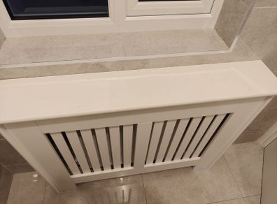 White Vertical Slatted Radiator Cover