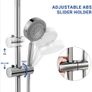 Shower Mixer Set, Height Adjustable Shower System with 5 Jet Types Handheld Shower & 12'' Square Overhead Rainfall Shower Head, Water Saving Stainless Steel Shower Kit Without Tap, Chrome Image 4