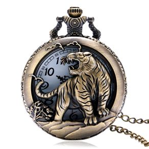Vintage Style Tiger Pocket Watch