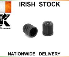 2x Tyre Valve Cap Black Plastic