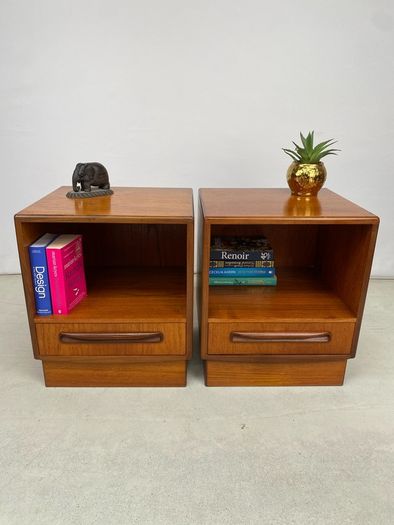 Vintage G Plan Mid Century Teak Bedside Tables / Cabinets