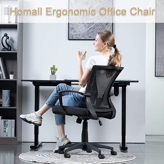 Office Chair Mesh Chair Ergonomic, Computer Chair Adjustable Seat Height with Back Support and Arms, Desk Chair Comfy, Study Chair for Home, Office and Executive Max 125KG (FREE POSTAGE)