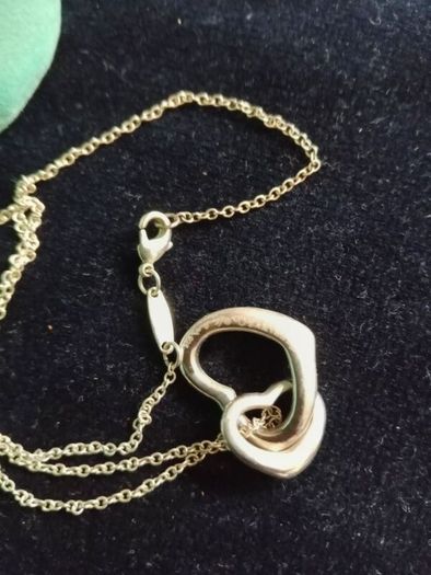 Tiffany and Co silver pendant, double Open Heart, Elsa Peretti