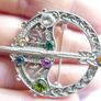 Vintage Scottish Celtic Penannular Style Brooch With Rhinestone Detailing, 80s 90s Jewellery. Image 5