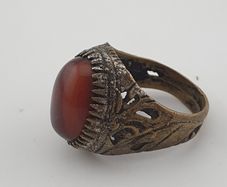 Ancient Brass Handmade With  Eyes Agate Gemstone Ring