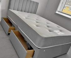 New Double, King And Superking Sizes Divan Beds Instock. Multiple Headboard Designs And Drawers Storage Available