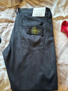Stone badged chinos black